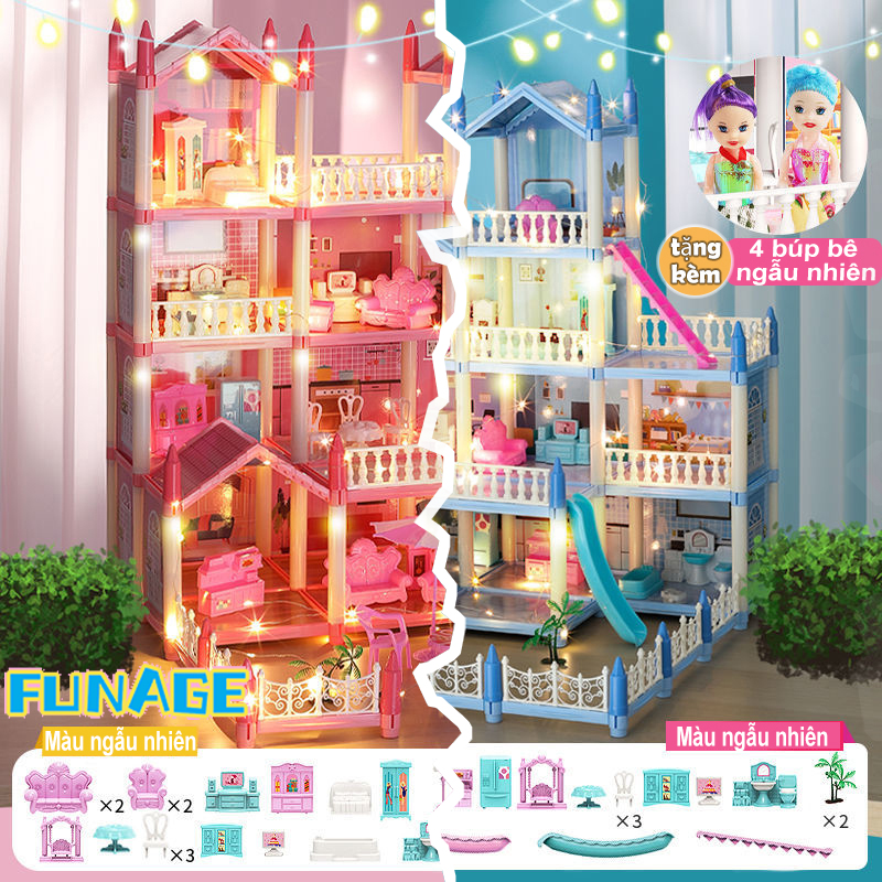 Biệt thự lắp ráp lâu đài công chúa-Nhà búp bê cỡ lớn dollhouse cho bé gái