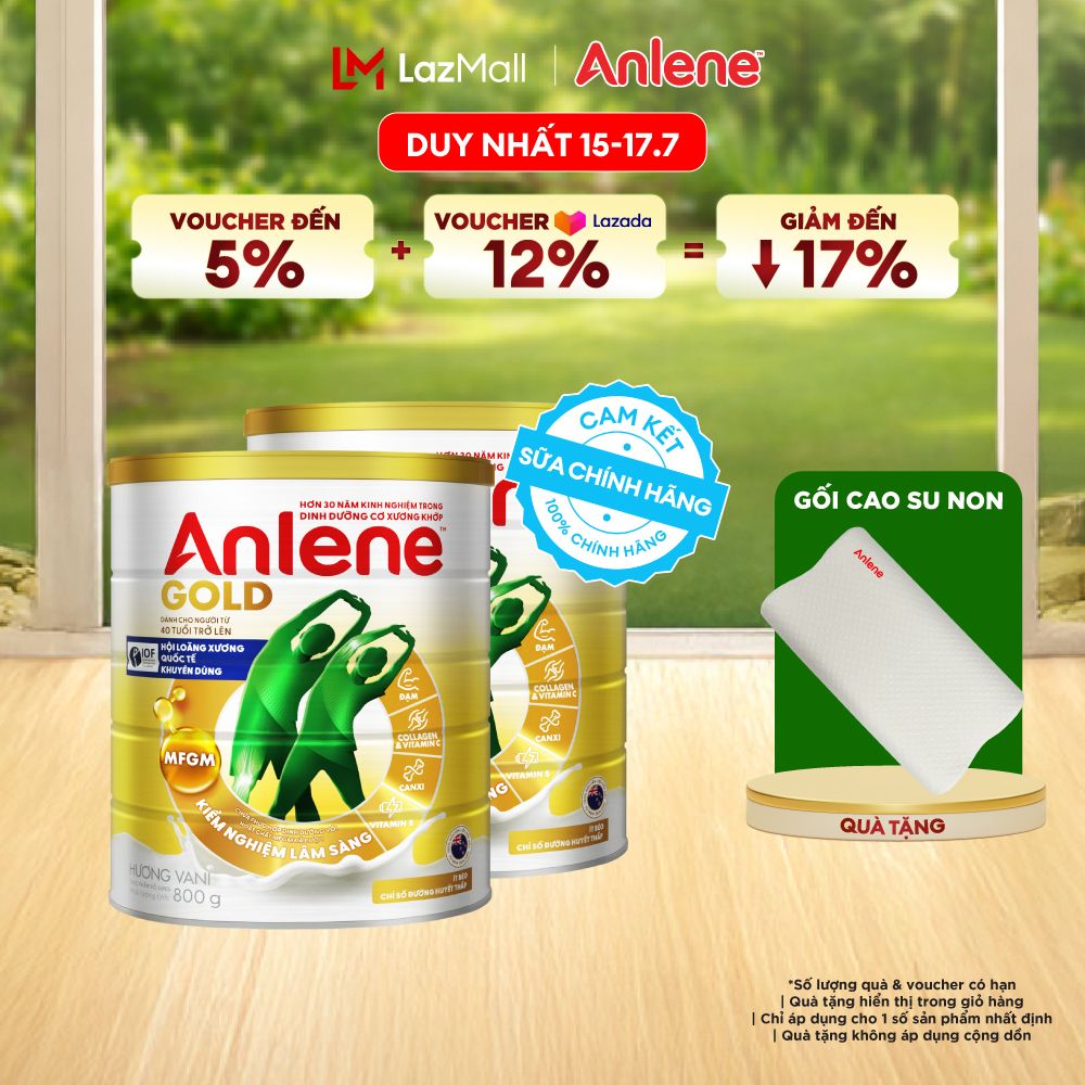 [Voucher giảm đến 26%]Combo 2 Sữa Bột Anlene Gold Hương Vani 800G