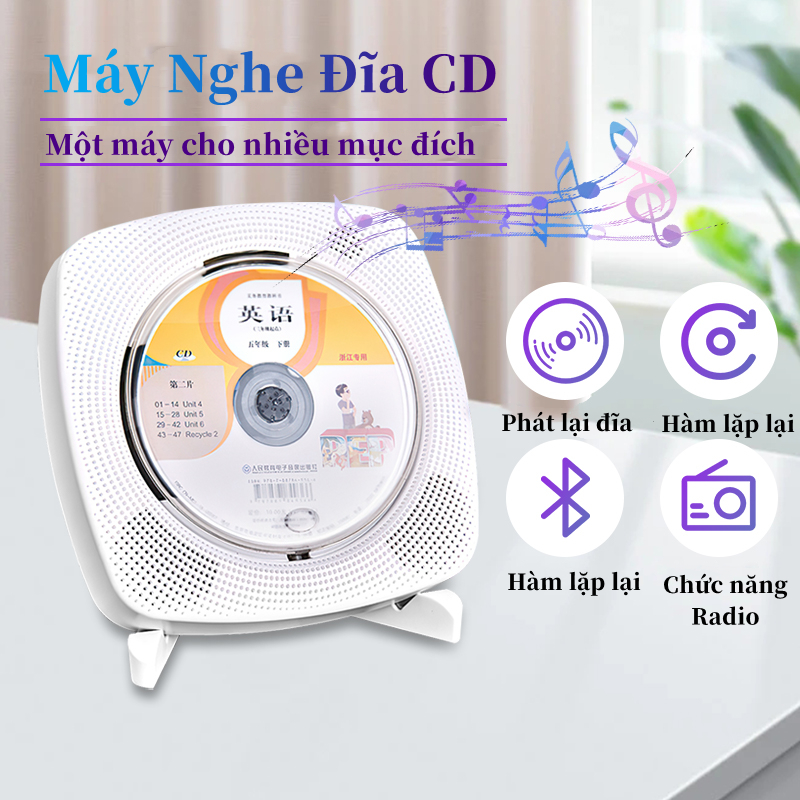 Máy đĩa nghe nhạc CD KECAG bản sạc pin - máy đọc đĩa CD, DVD treo tường,để bàn nhỏ gọn