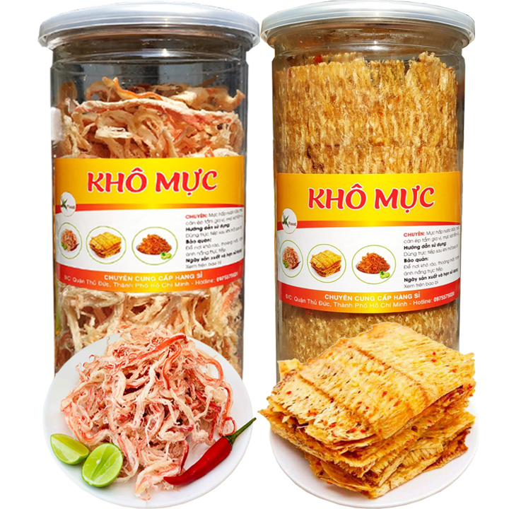 TÙY CHỌN 2 HŨ MỰC HẤP CỐT DỪA VÀ MỰC ÉP TẨM GIA VỊ SKFOOD