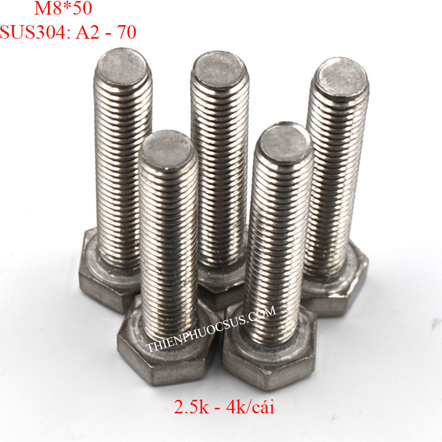 Bulong M8*50. DIN 933, SUS304 (10 cái)