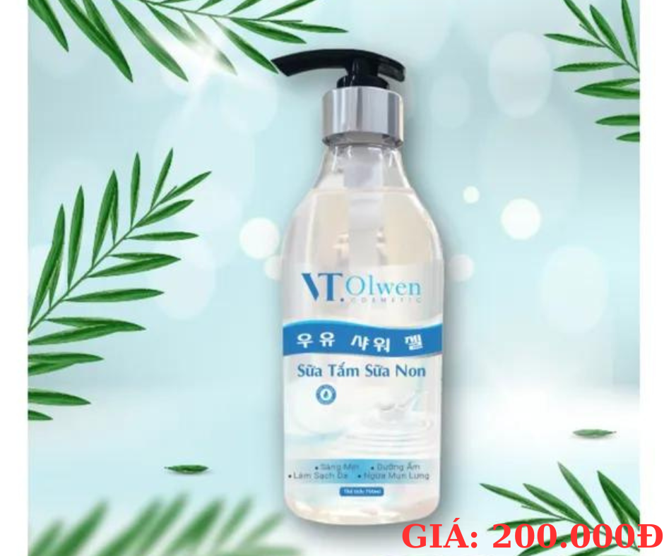 Sữa tắm vt olwen sữa non - cherry - bơ - oliu - trà xanh - tía tô 750ml tặng kèm 1 sữa rữa mặt