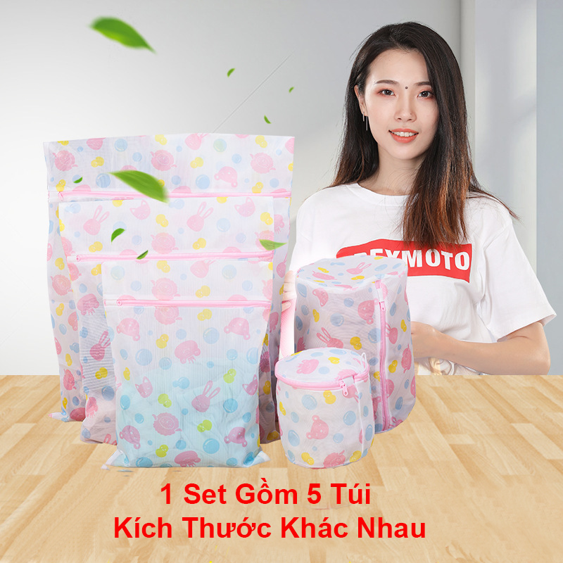 Túi giặt đồ máy giặt, set túi lưới giặt đồ 5 chi tiết giặt quần áo lót tiện lợi