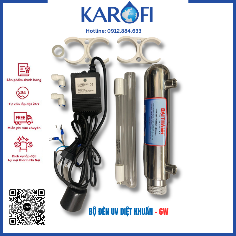 Bộ đèn uv diệt khuẩn công suất 6w - dùng cho máy lọc nước ro, bể cá, máy tiệt trùng ...