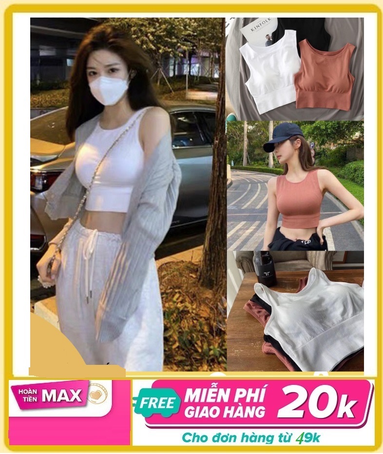 Áo Croptop Gym, Áo 3 Lỗ, Mặc tập thể thao, Có đệm mút mỏng, Mặc trong áo Khoác, Áo Vest đều đẹp và thời trang, Freesize 38-60KG, Chất Cotton spandex đẹp, thoáng mát co giãn
