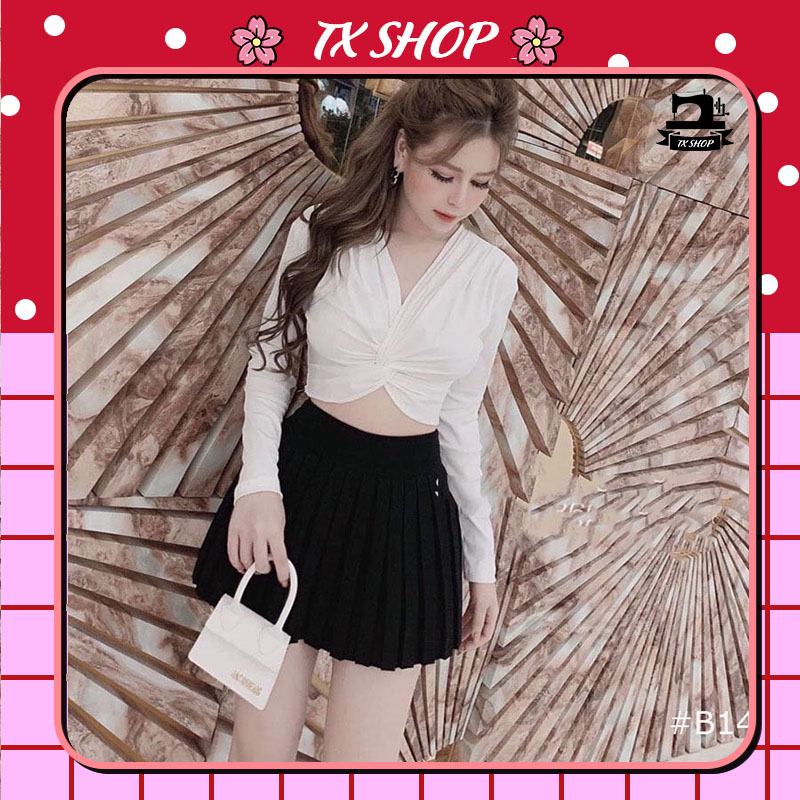  Áo croptop xoắn ngực sexy tay dài dễ thương💕FREESHIP💕 Giá gốc tận xưởng  