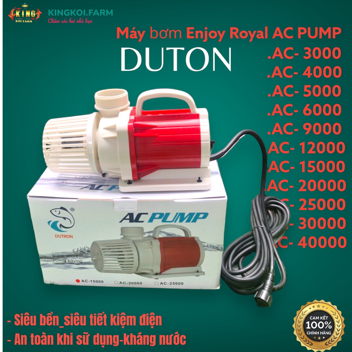  Máy Bơm Chìm Enjoy Royal AC Pump Dutron – Hỗ Trợ Tuần Hoàn Nước – Điều Chỉnh Lưu Lượng Linh Hoạt Cho Hồ Cá Cảnh Và Hồ Koi 