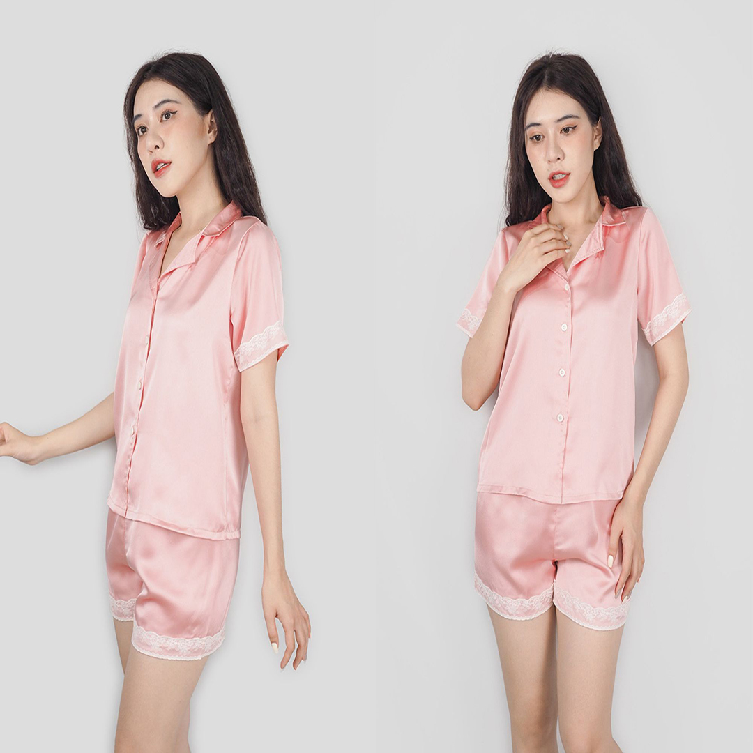 Đồ bộ pijama nữ ngắn tiểu thư lụa satin mềm mịn cao cấp mặc nhà siêu sang