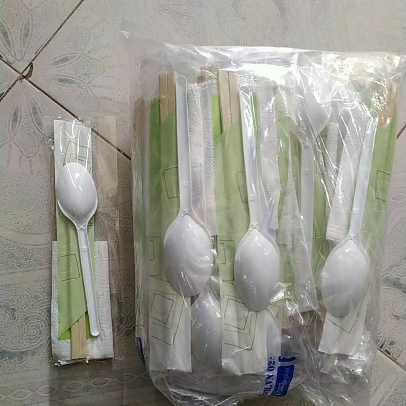 Set đũa thìa tăm giấy tiện lợi