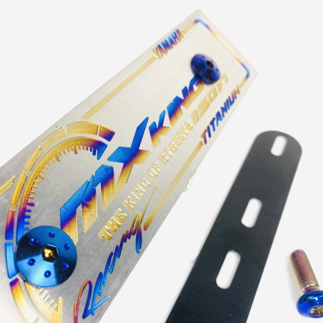 Bảng tên titan MXKING titan 100% dùng cho các đời xe mxking tặng pát gắn bảng tên xe mxking và ốc gắn bảng tên titan 6l2 (Racing Mall)