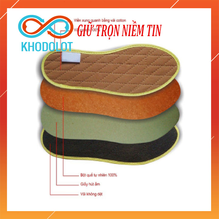 Miếng lót giày nam nữ hương quế chống hôi chân Độn đế giày khử mùi tăng chiều cao KHODOLOT