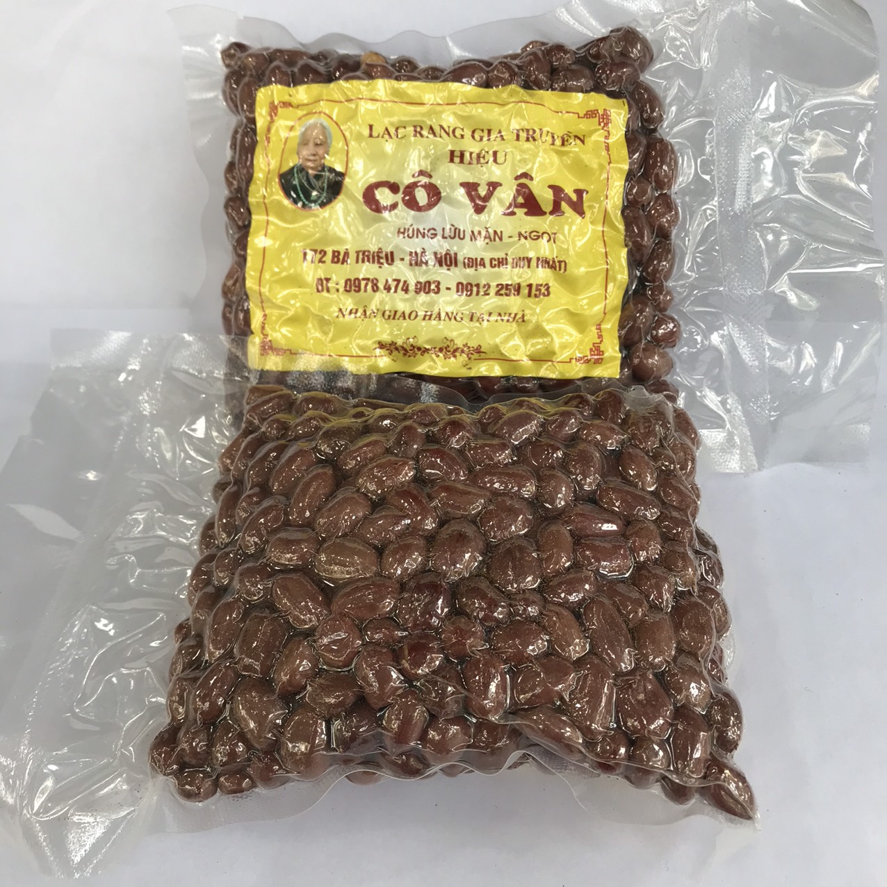 Lạc đỏ (đậu phộng) rang húng lìu chính hiệu Cô Vân, siêu giòn thơm ngon, đặc sản Hà Nội (gói hút chân không 200 gam)