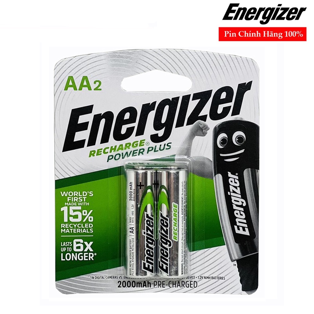 Vỉ 2 viên pin sạc energizer aa 2000mah siêu bền bỉ