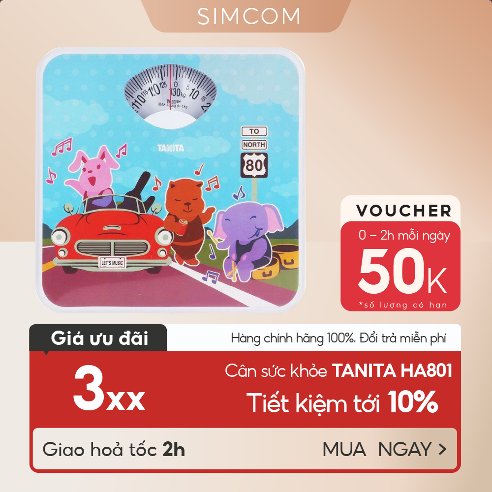 Cân sức khoẻ Tanita HA801 chính hãng nhật bản, hỗ trợ giảm cân, bảo hành 6 tháng, chính xác, dùng cho gia đình có trẻ em, Simcom