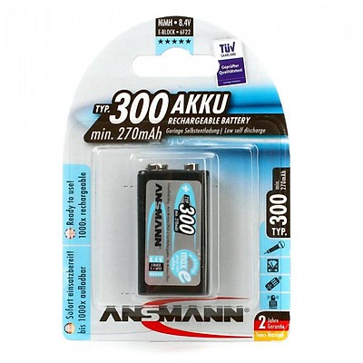 Pin sạc 9v ansmann 300mah chính hãng vỉ 1 viên