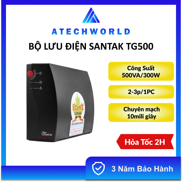 Bộ Lưu Điện Santak TG500 500VA Chuyên Dùng Cho PC & Máy POS - Hàng Chính Hãng - Có Xuất VAT