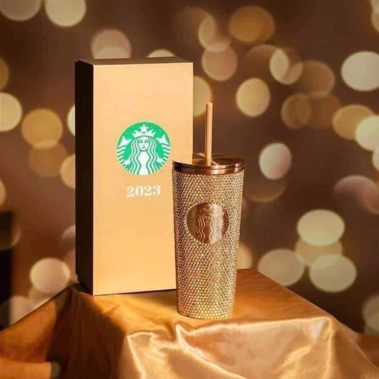 |chính hãng| ly starbucks nạm đá gold rhinestones 2023