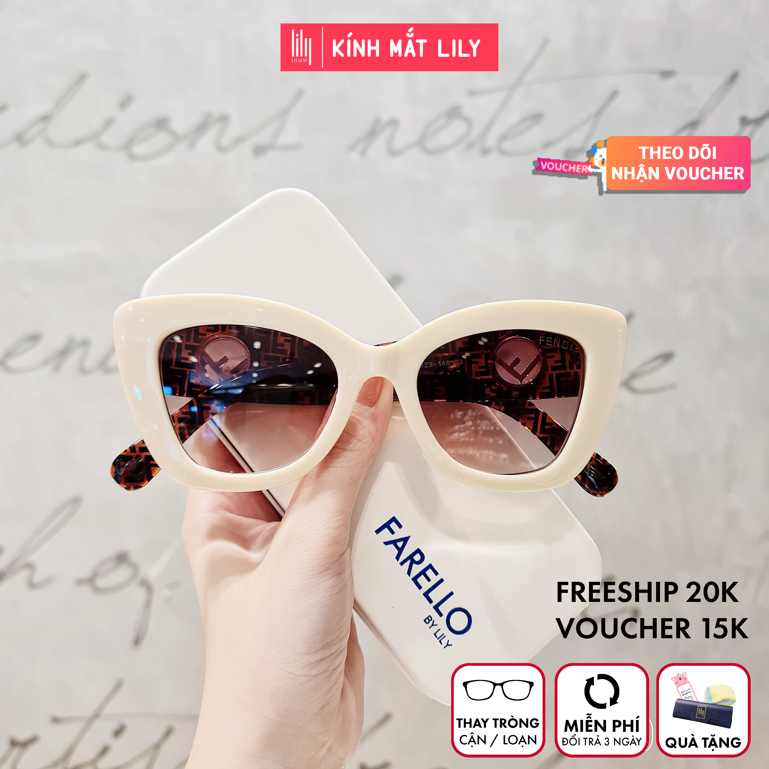 Kính râm nữ mắt mèo cá tính 0327 kèm quà