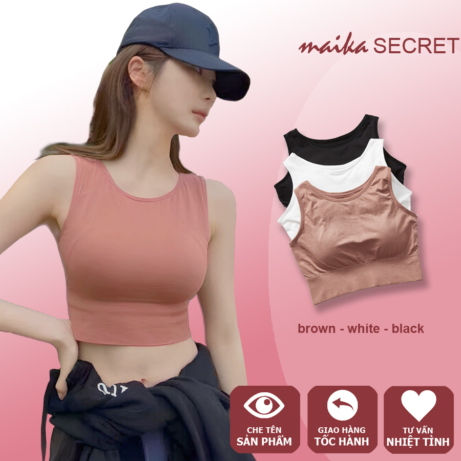 Áo bra thun tập gym yoga ,chơi thể thao 3 màu nâu đen trắng - áo ngực thể thao - áo lót thể thao m3674