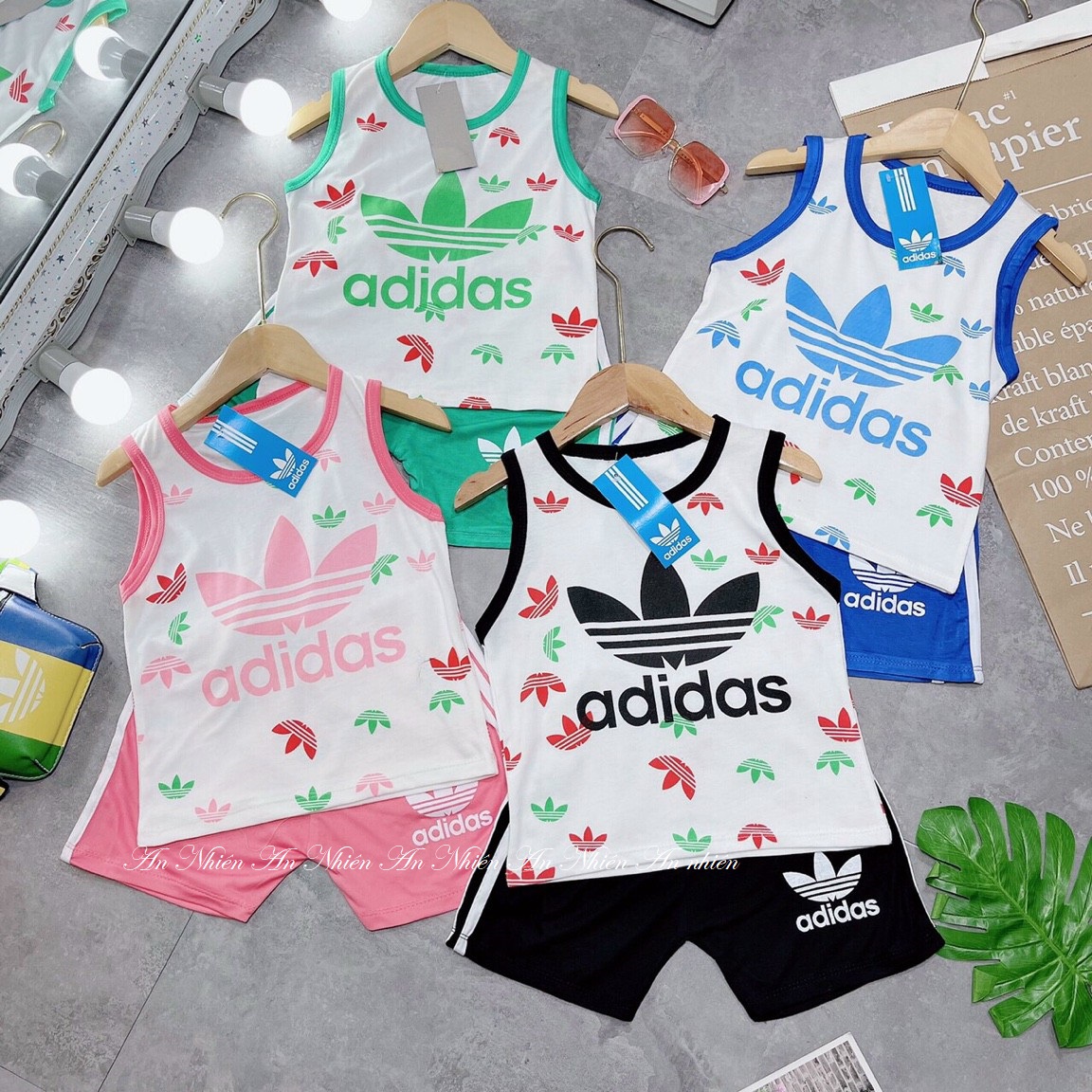 Bộ quần áo Adidas sang chảnh thun cotton tici cho bé trai bé gái từ 8 đến 18kg