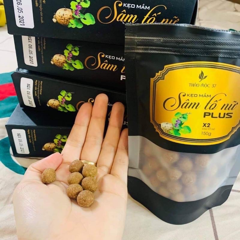 Kẹo mầm sâm tố nữ plus x2 thảo mộc 37, tăng size vòng 1 siêu nhanh