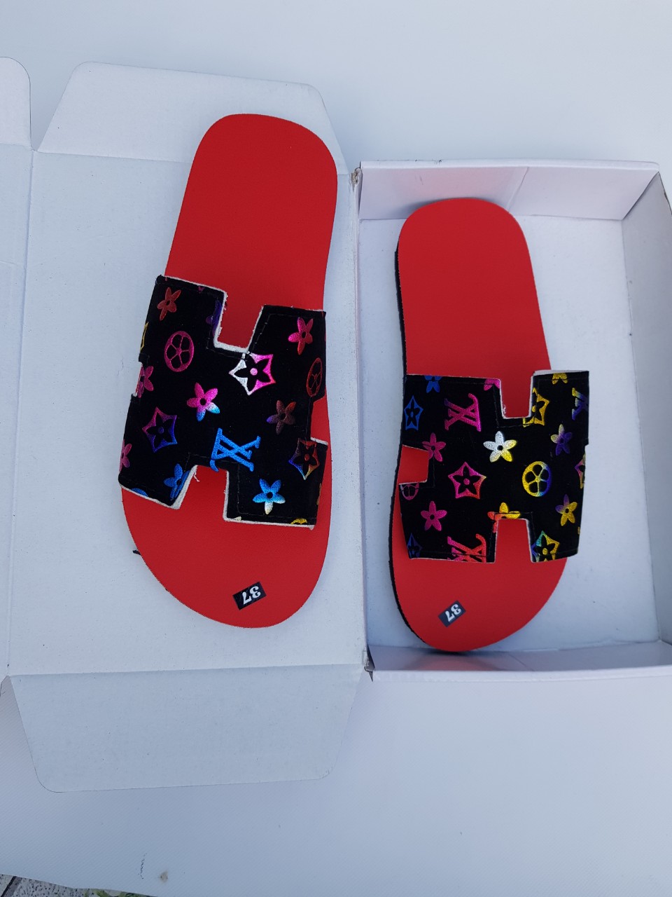 sandal chip chip dép quai chữ H XL nhiều màu nữ đế đỏ size từ 34 đến 42