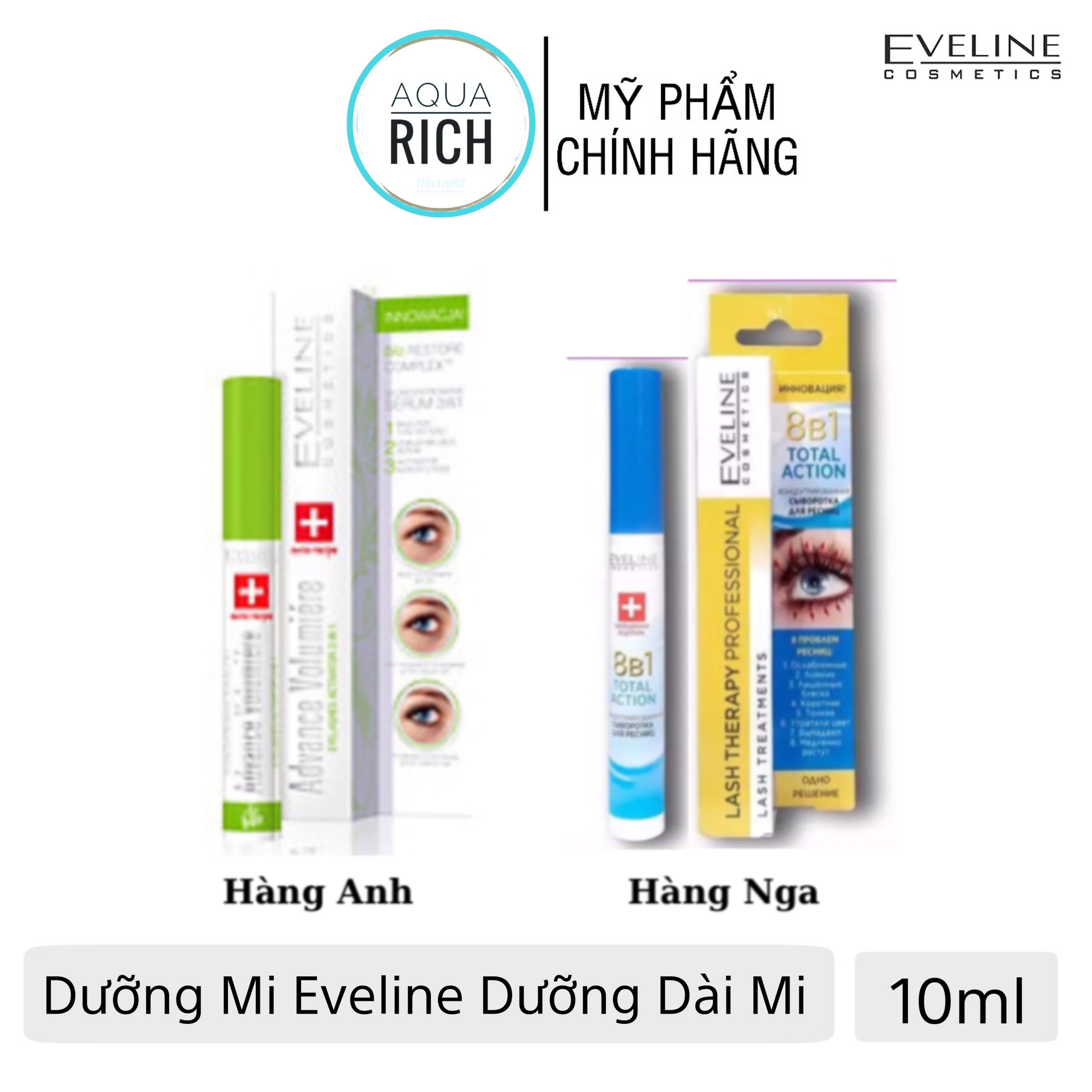 Dưỡng Mày/Dưỡng Mi Eveline 8 in 1 Total Action 10ml