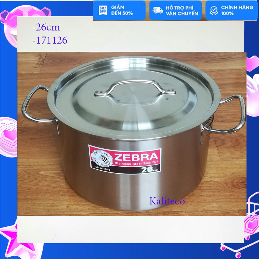 Nồi Hầm Xương Inox Zebra Một Đáy Thân Thấp 26cm 9,5 Lit-171126
