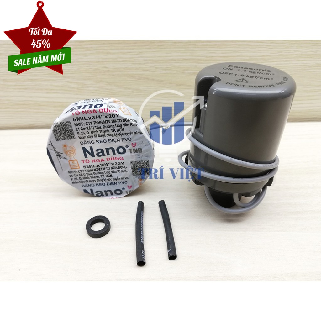 Rơ le máy bơm, rơ le tự ngắt máy bơm tăng áp panasonic dòng 130jak, 200jak - ren 17 - tem mác đầy đủ, chính hãng pana