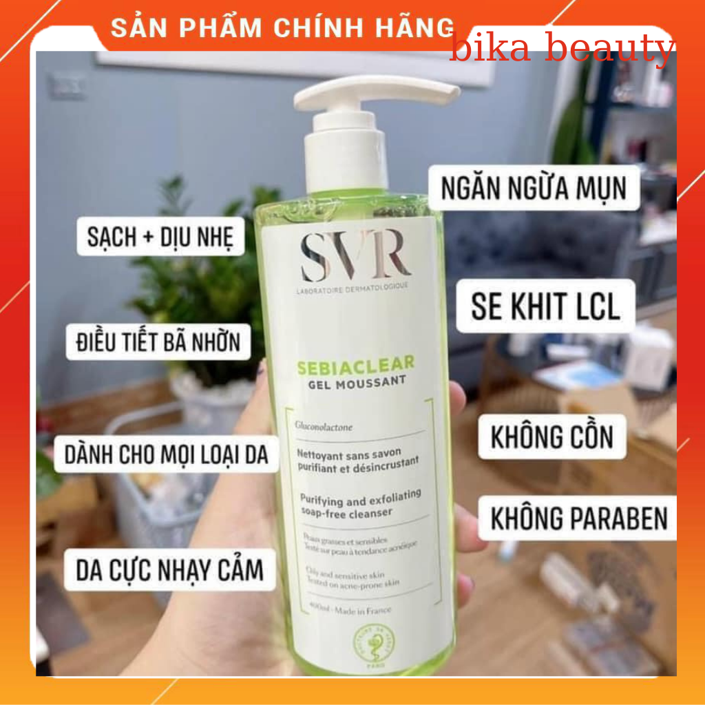 Sữa rửa mặt tạo bọt SVR - Bika beauty dành cho da thường đến da dầu mụn