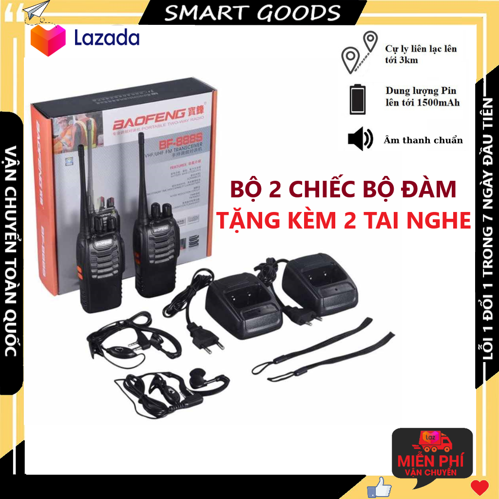 Bộ đàm cầm tay Bộ đàm baofeng BF888s Tặng kèm tai nghe chính hãng bảo hành 3 năm