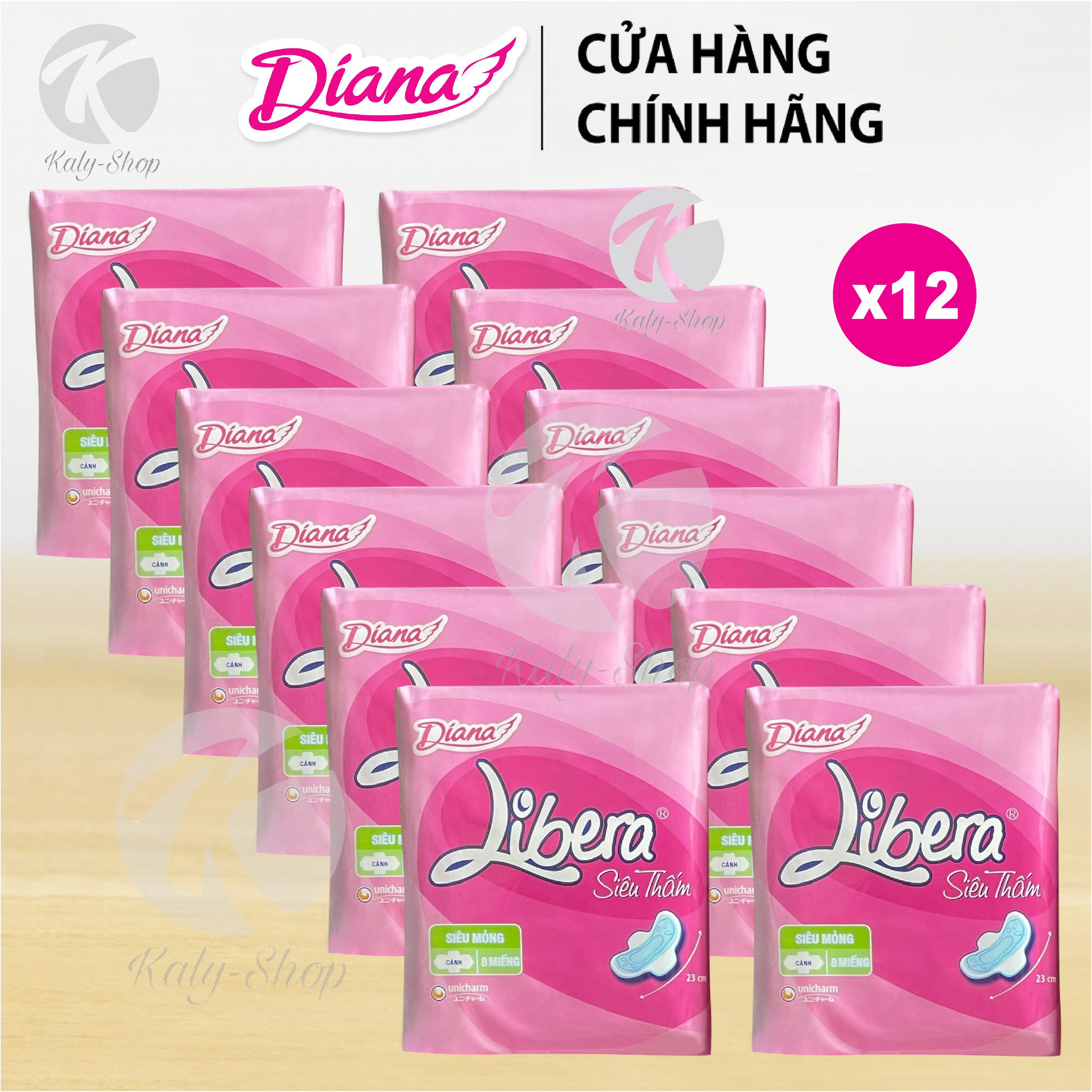 Bộ 6 Gói Băng Vệ Sinh Diana Libera Siêu Mỏng Có Cánh 8s