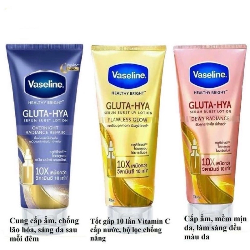  Sữa Dưỡng Thể Vaseline Healthy Bright Gluta HYA Serum 10X Thái Lan 300ml 