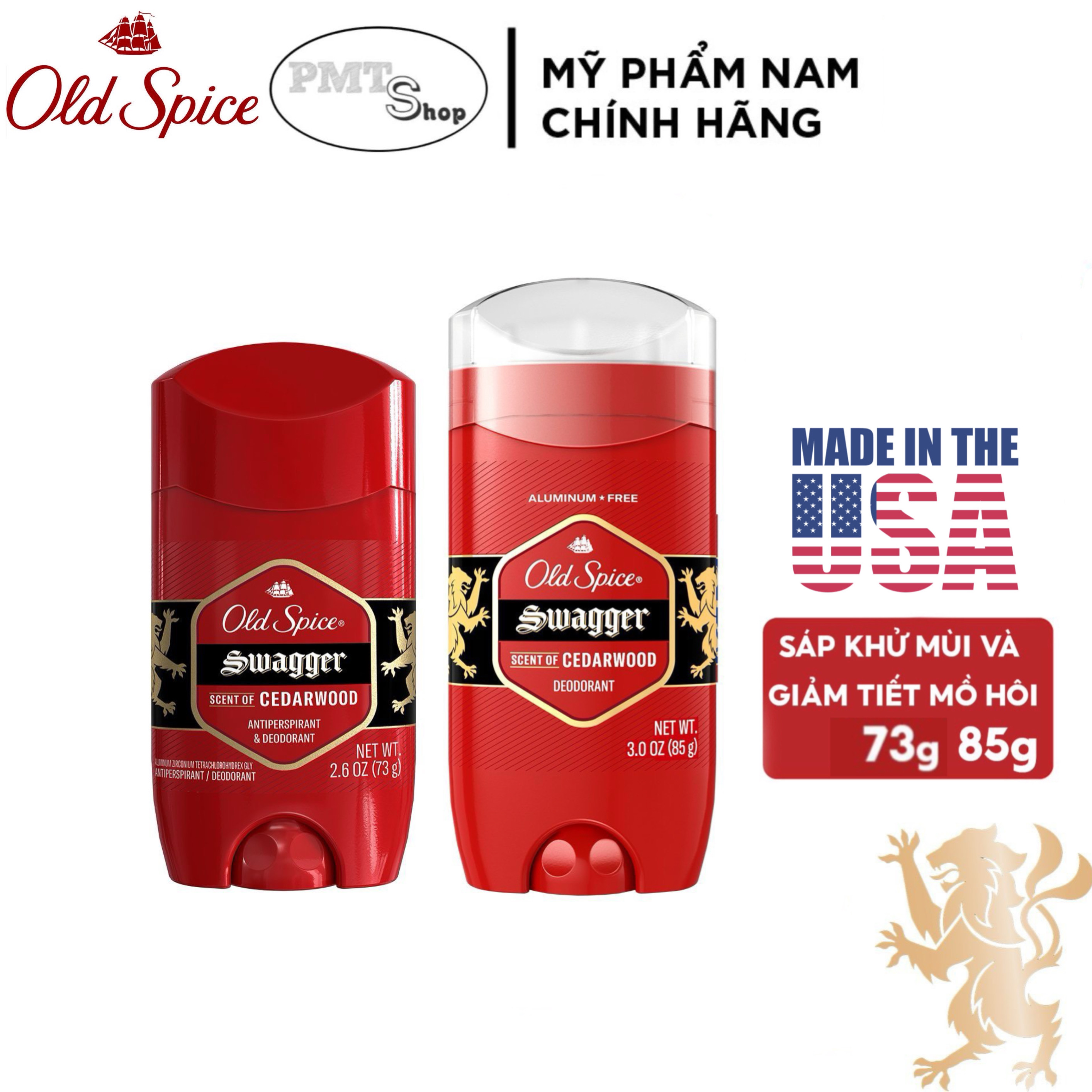 (NK Mỹ) Lăn khử mùi Old Spice Swagger 85g sáp xanh / 73g sáp trắng Made in USA