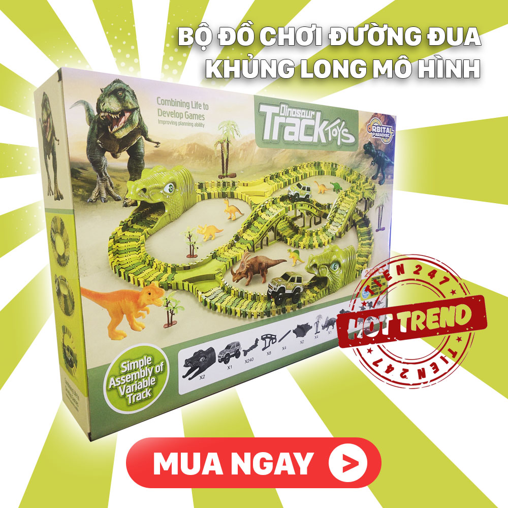 Bộ đồ chơi đường đua khủng long cỡ lớn - Mô hình đường đua khủng long - duong dua khung long co lon - mo hinh duong dua khung long - Luna Baby