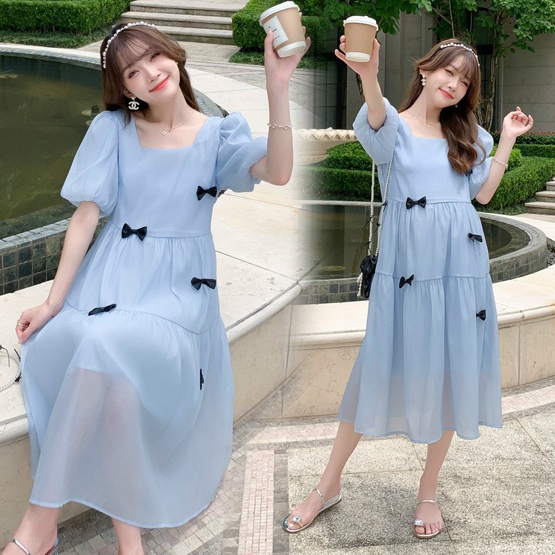 Váy bầu dễ thương- đầm bầu đẹp dáng suông chất mềm mát