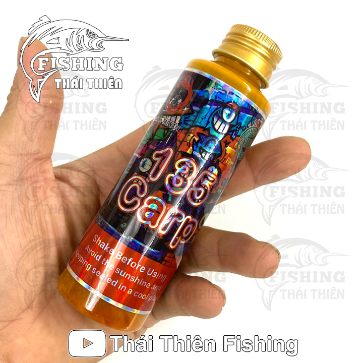 Tinh mùi câu cá chép 135 làm tăng hương vị, kích thích cá ăn nhanh, dùng câu chép sông tự nhiên, hồ dịch vụ