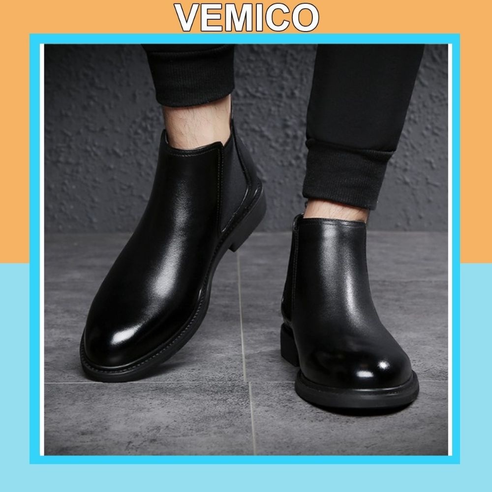 ♞✖ Giày boot nam Vemico cổ lửng cao cấp tăng chiều cao bí mật BT28