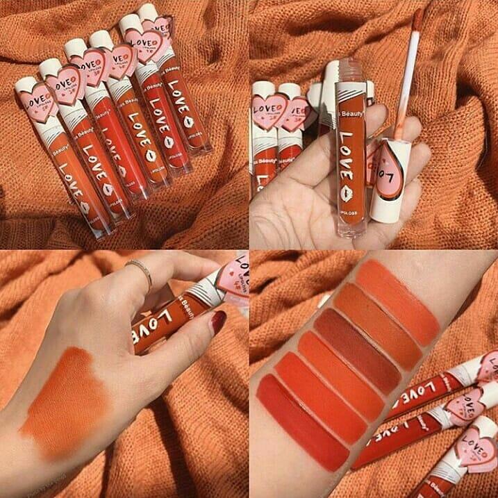 Set 6 cây son kem fullsize LOVE Kiss Beauty - Mới