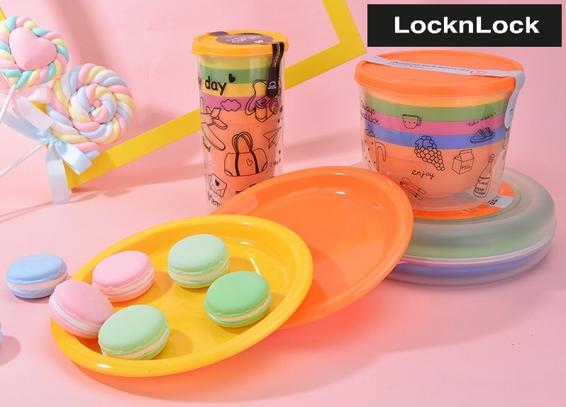 Bộ 5 đĩa nhựa màu rainbow locknlock hpp513s5
