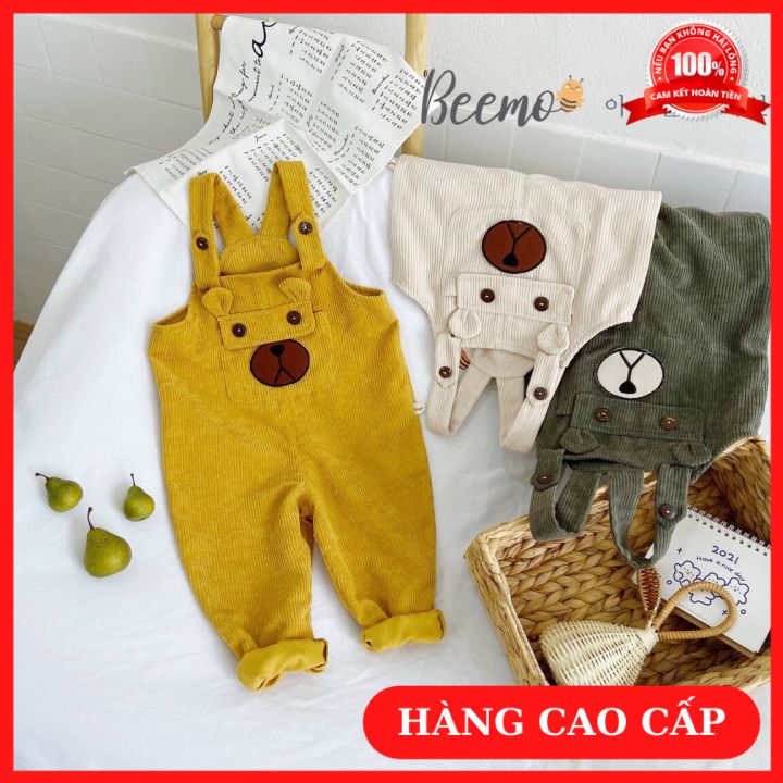 [FreeShip+Quà 25K]Quần Yếm Nhung In Hình Thỏ Xinh Xắn Cho Bé Trai Bé Gái Đi Học Đi Chơi Diện Tết Tặng Tất Gấu 25K BM House Kids