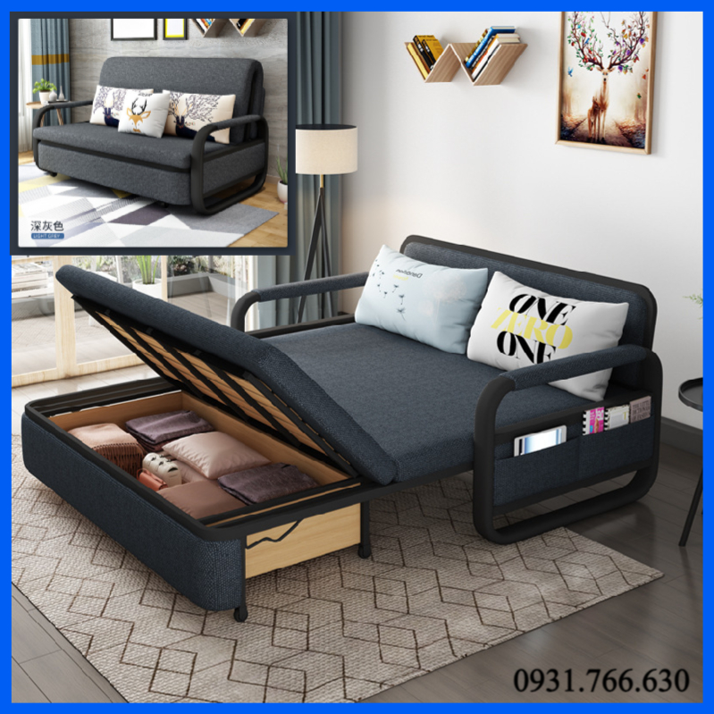 Giường sofa gấp gọn kiêm ghế sofa linh hoạt hai chế độ ghế và giường phù hợp với mọi không gian.KT: 1m3 x1m9