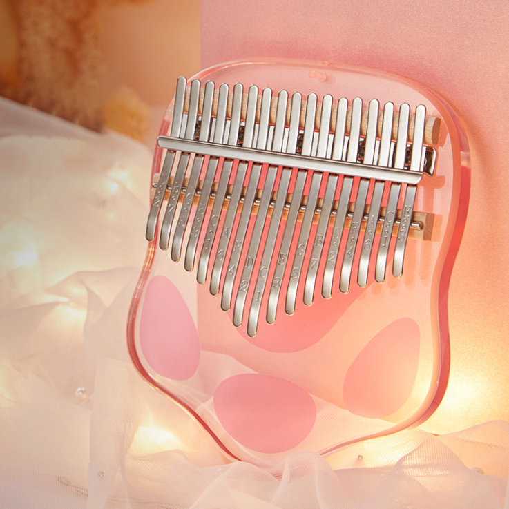 Đàn kalimba pha lê trong suốt Chân Mèo Hồng Hope Music