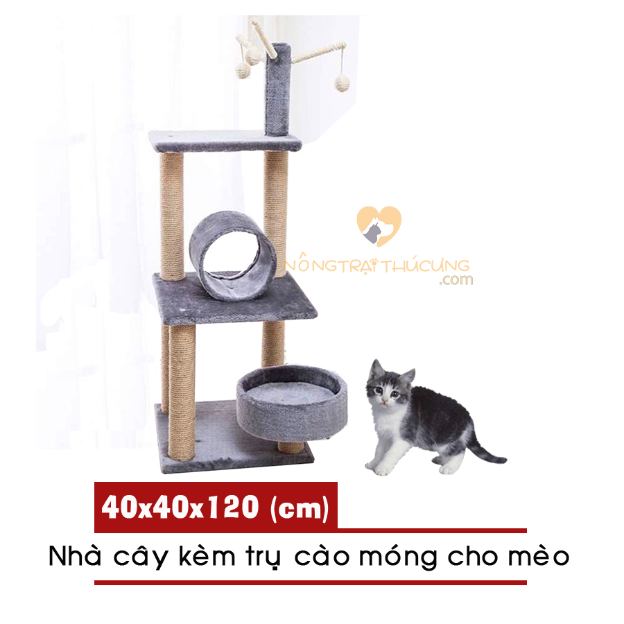 Cat tree - nhà cây kèm trụ cào móng cho mèo- -
