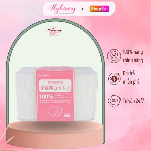 Bông tẩy trang miniso 1000 miếng nhật bản - chuyên đắp lotion và toner - bông dai mềm, không gây kích ứng, dùng được cho da nhạy cảm - nghiêng cosmetic