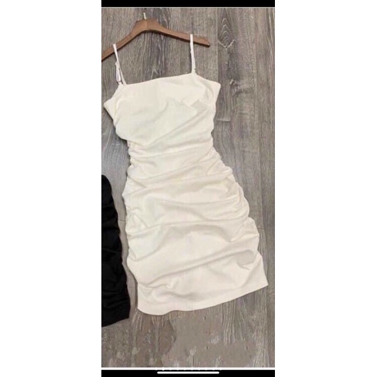 Đầm hai dây nhún body