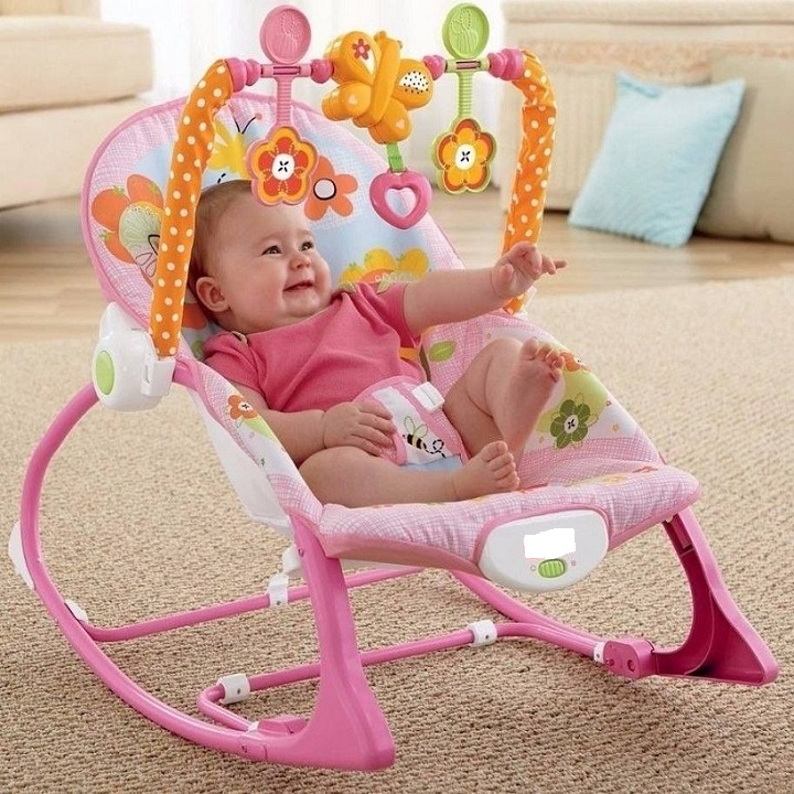 Ghế Rung Cao Cấp Chính Hãng Cho Bé, Giúp Bé Ngồi Ăn Dặm, Nằm Chơi, Thanh Đồ Chơi Có Nhạc Vui Nhộn