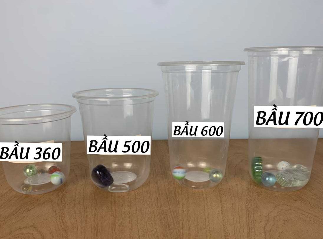 50 ly nhựa đáy bầu kèm nắp 360 - 500 - 600 -700ml, có thể dùng màng ép, ly cafe, trà sữa, v.v...