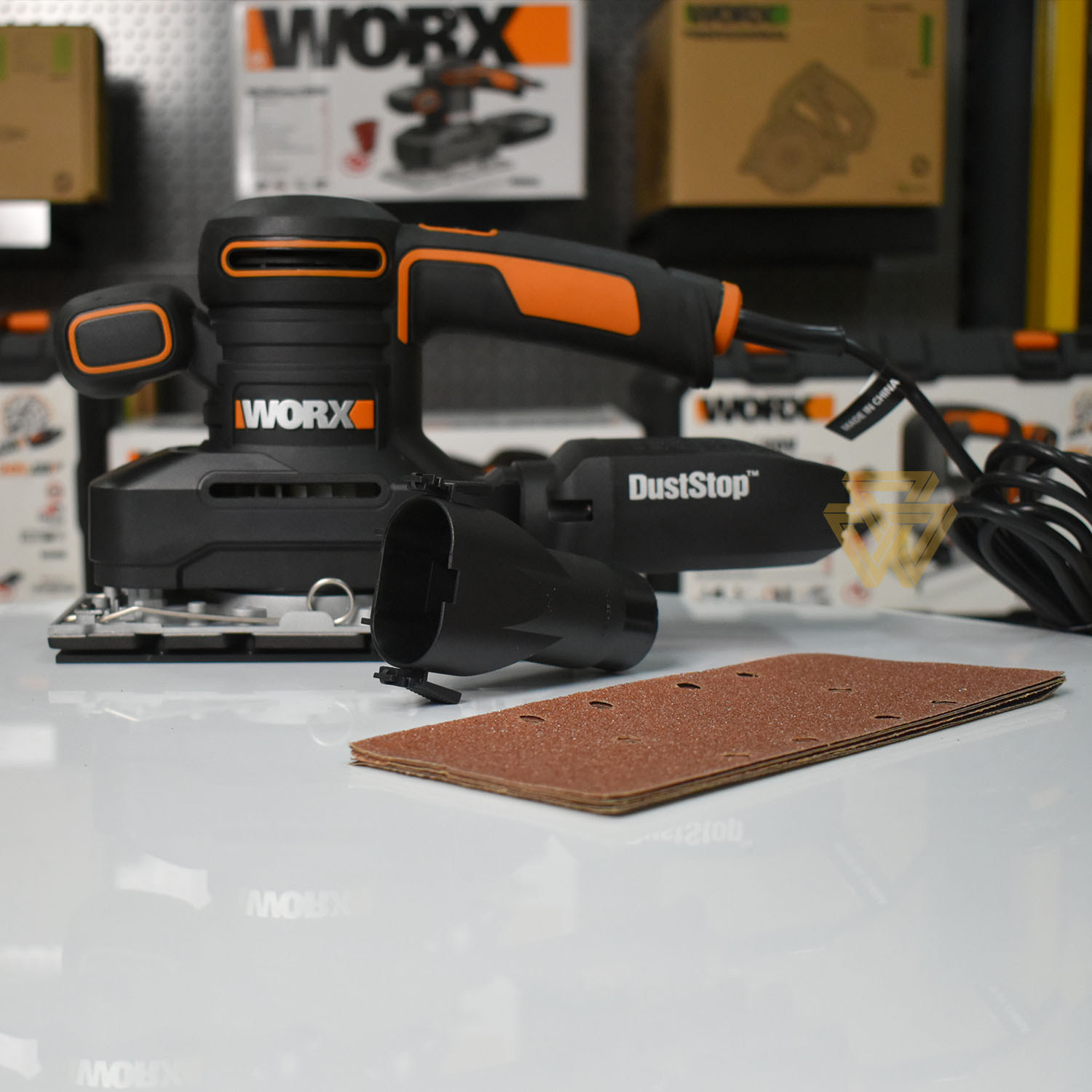 Máy chà nhám chữ nhật 250w worx orange wx641