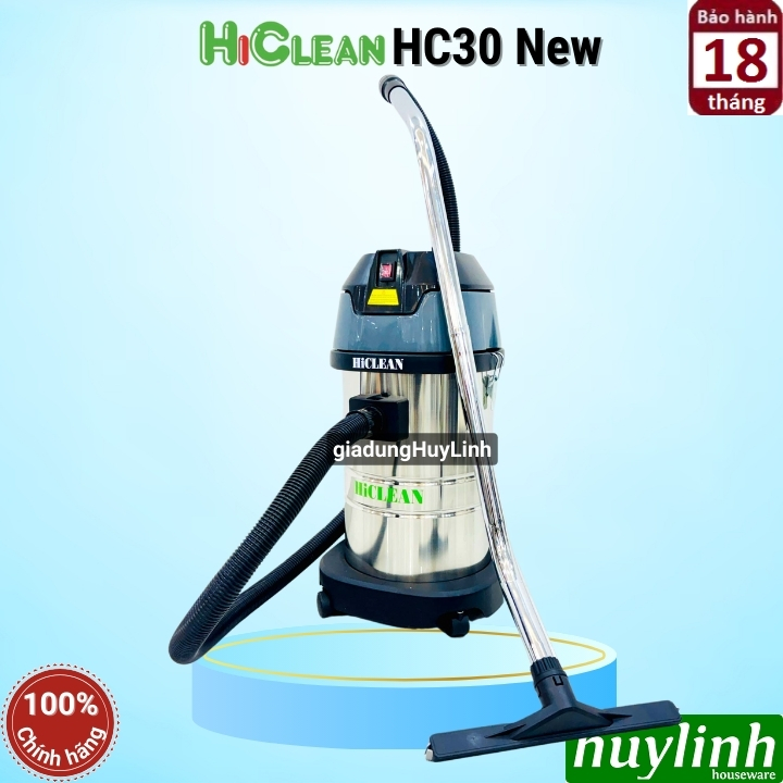 Máy hút bụi công nghiệp khô và ướt hiclean hc30 new - dung tích 30 lít - công suất 1500w